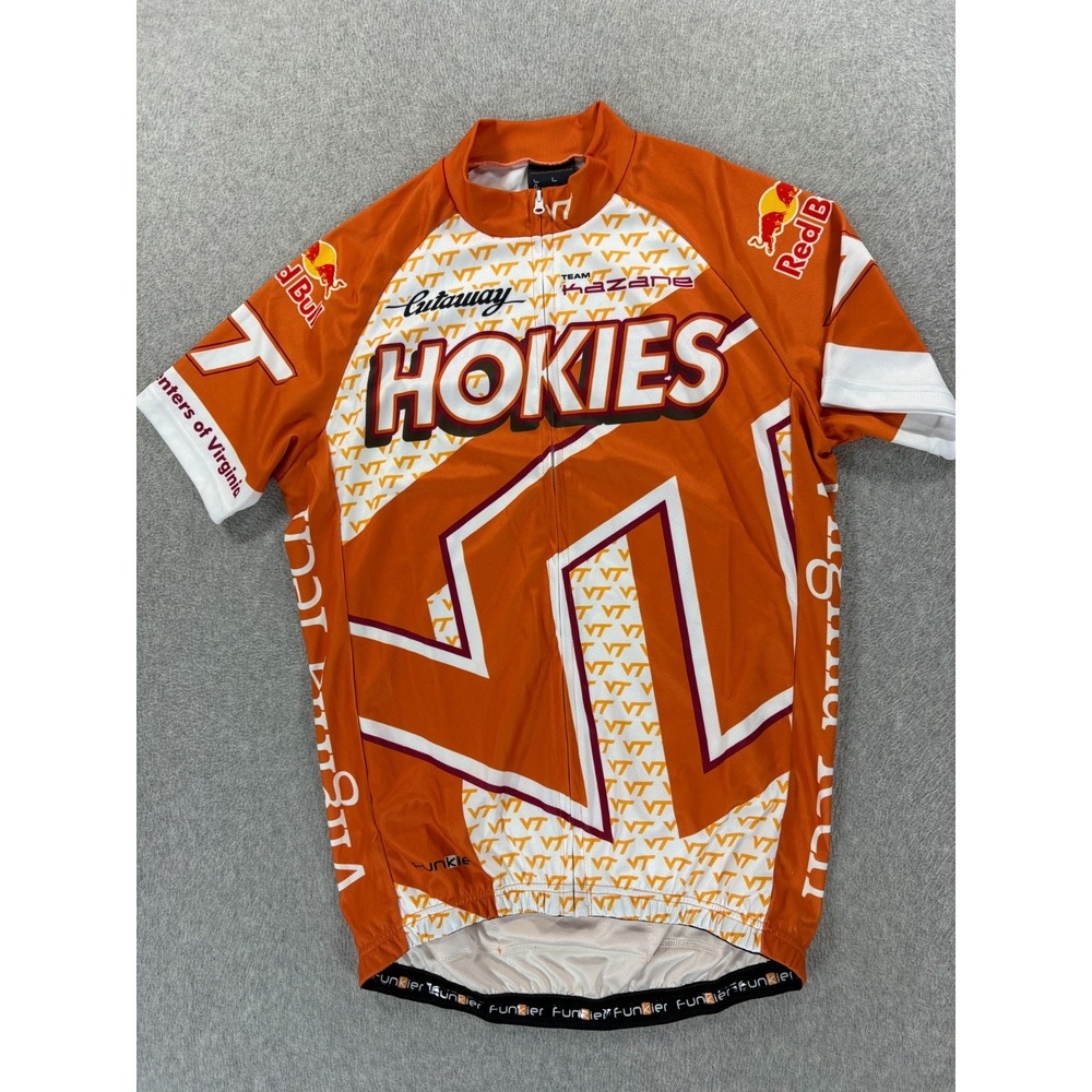 Virginia Tech Hokies Full Zip Short Sleeve Cycling Jersey (Men's Large) Orange